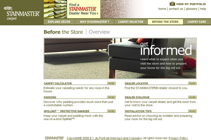 DuPont Stainmaster Website Landing Page